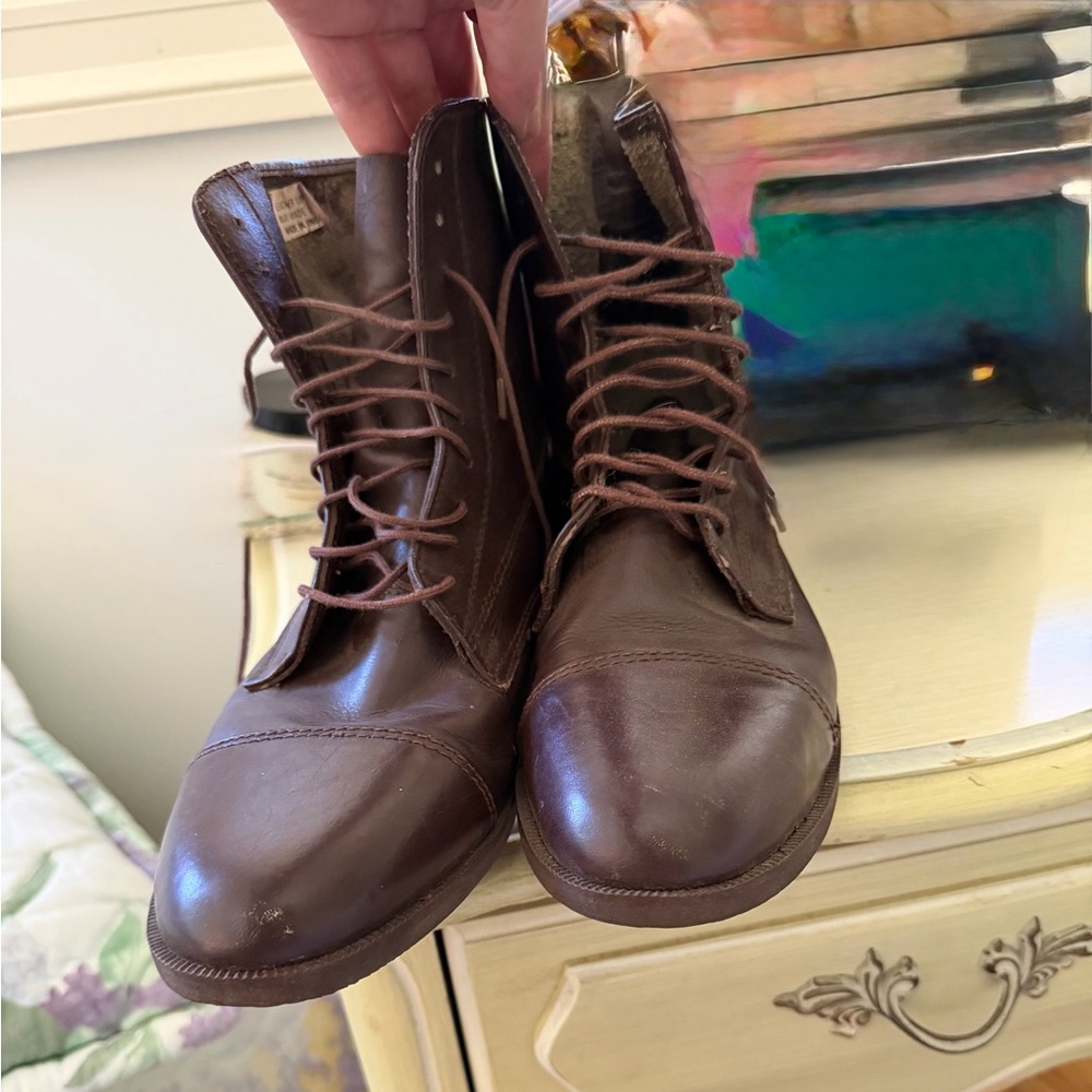 Boss Women’s Dark Brown Genuine Leather  Lace Up Paddock Boots